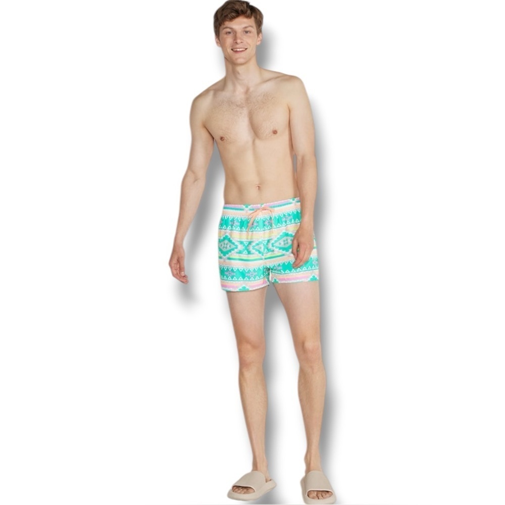 Chubbies teal geometric water sports & outdoor adventures, beach, swim trunks - Picture 11 of 12